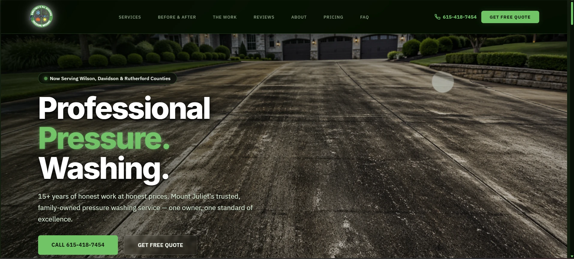 Gwaltney's Pressure Washing website homepage, designed by AdLogic
