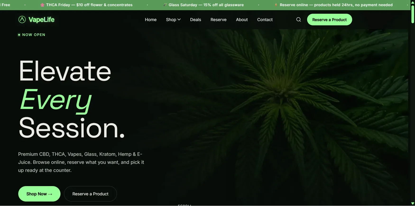 VapeLife website homepage, designed by AdLogic