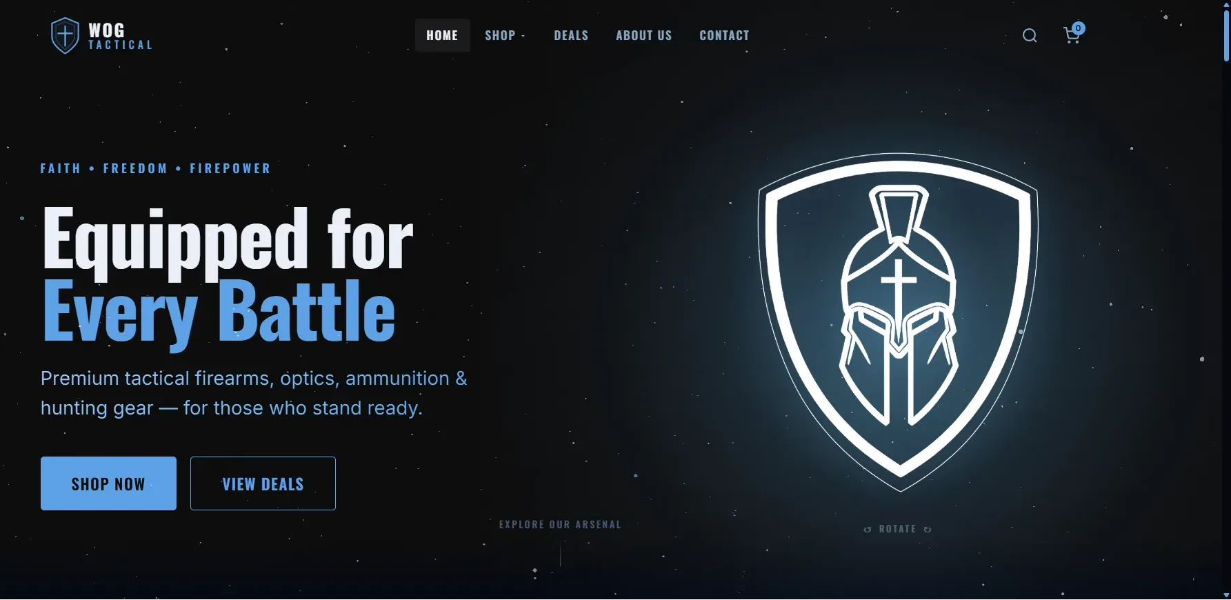 Warrior of God Tactical website homepage, designed by AdLogic